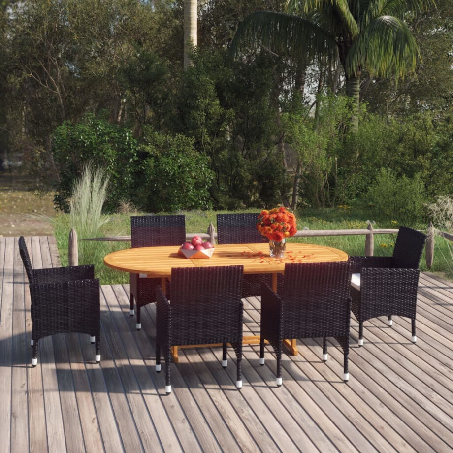 vidaXL 7-delige Tuinset poly rattan zwart vidaXL 7-delige Tuinset poly rattan zwart afbeelding 1