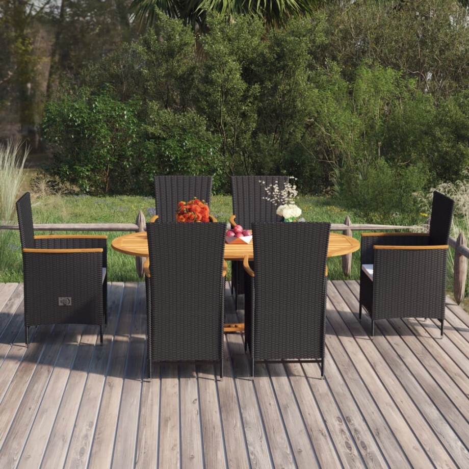 vidaXL 7-delige Tuinset poly rattan zwart vidaXL 7-delige Tuinset poly rattan zwart afbeelding 1