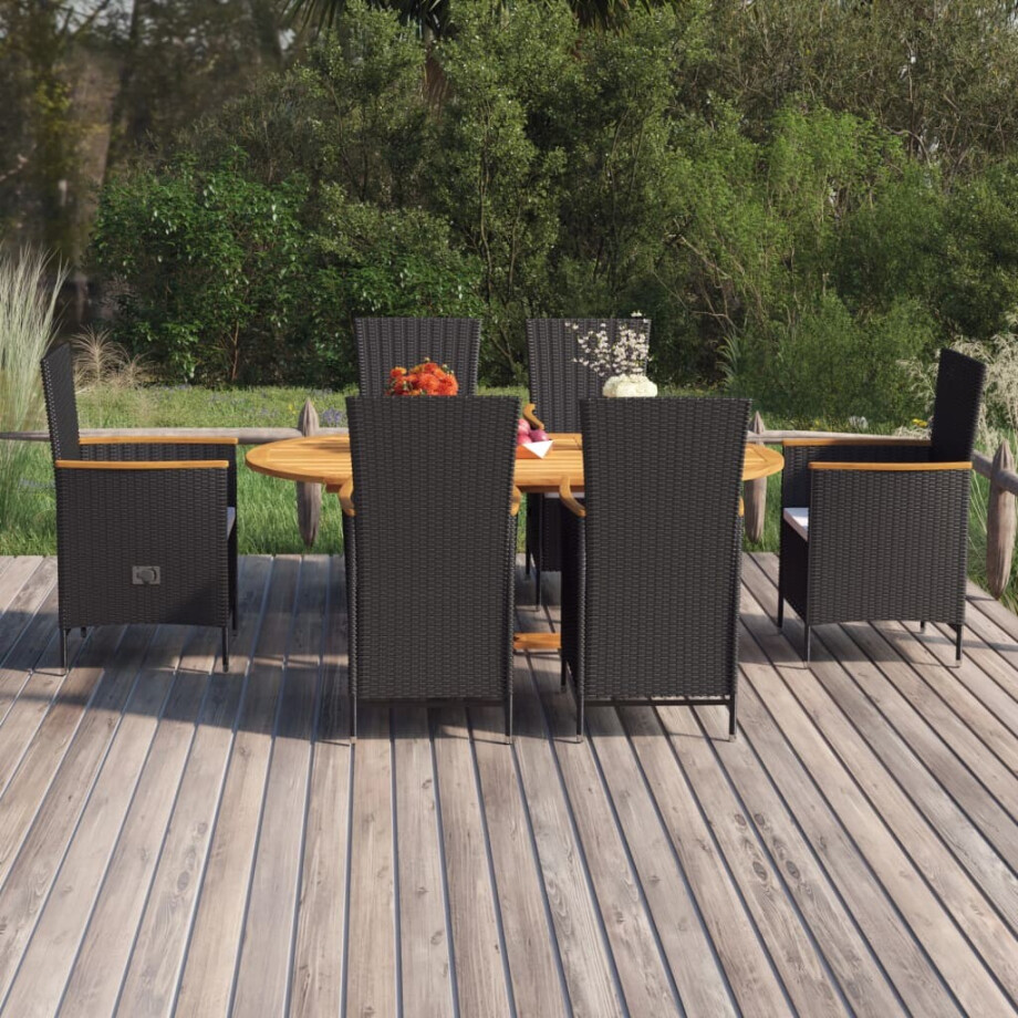 vidaXL 7-delige Tuinset poly rattan zwart vidaXL 7-delige Tuinset poly rattan zwart afbeelding 1