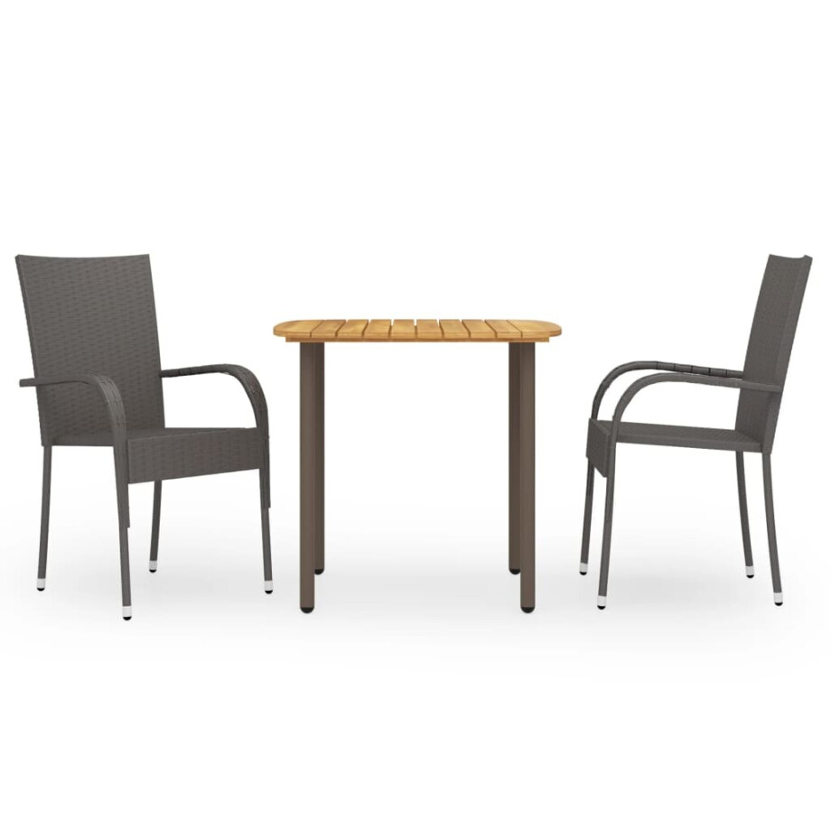 vidaXL 3-delige Tuinset poly rattan bruin afbeelding 1