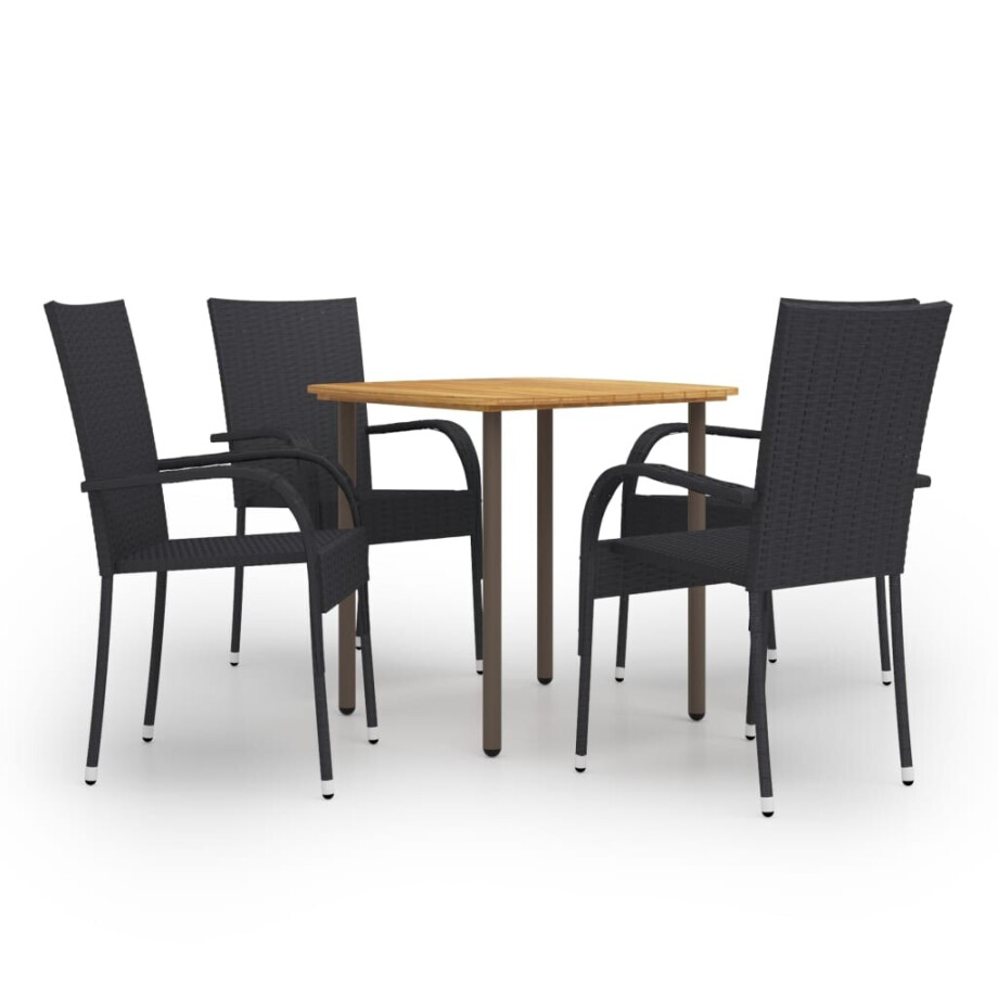 vidaXL 5-delige Tuinset poly rattan zwart vidaXL 5-delige Tuinset poly rattan zwart afbeelding 1
