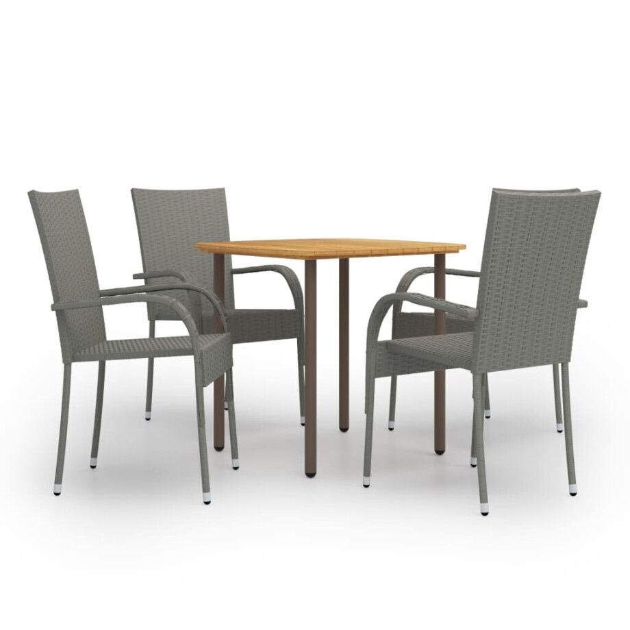 vidaXL 5-delige Tuinset poly rattan grijs afbeelding 1