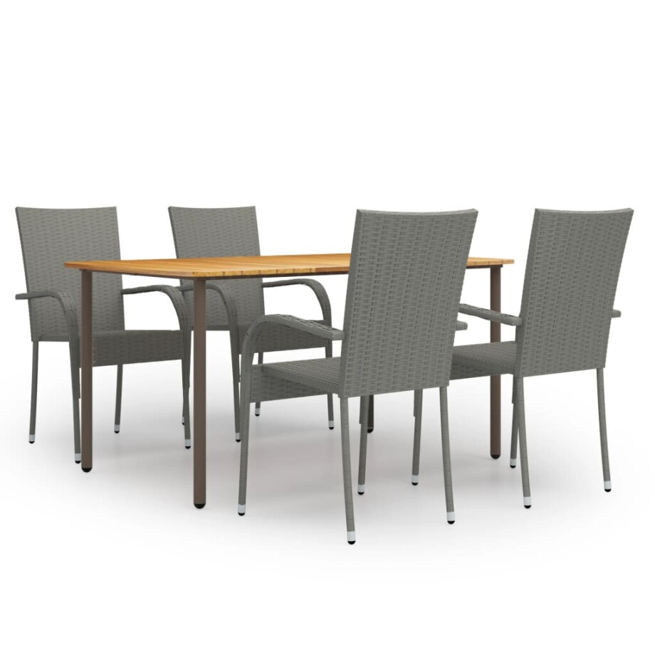 vidaXL 5-delige Tuinset poly rattan grijs vidaXL 5-delige Tuinset poly rattan grijs afbeelding 1