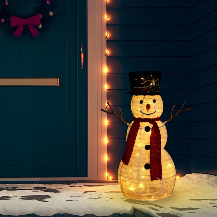 vidaXL Decoratieve sneeuwpop LED 60 cm luxe stof vidaXL Decoratieve sneeuwpop LED 60 cm luxe stof afbeelding 1