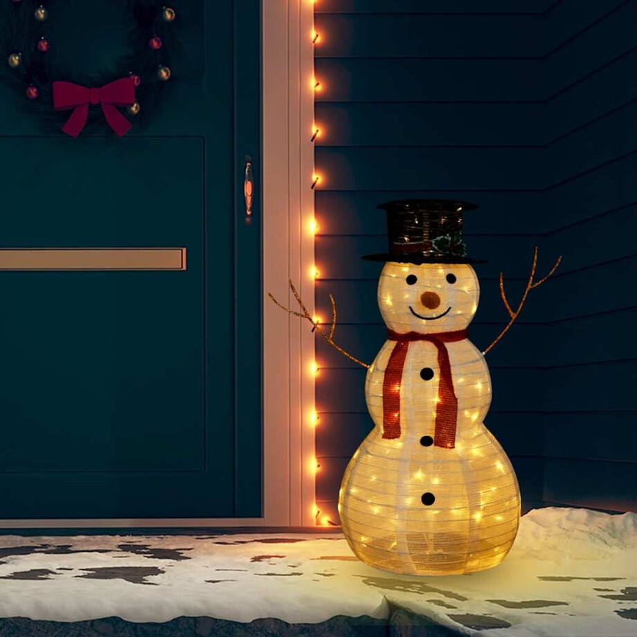 vidaXL Decoratieve sneeuwpop LED 90 cm luxe stof vidaXL Decoratieve sneeuwpop LED 90 cm luxe stof afbeelding 1