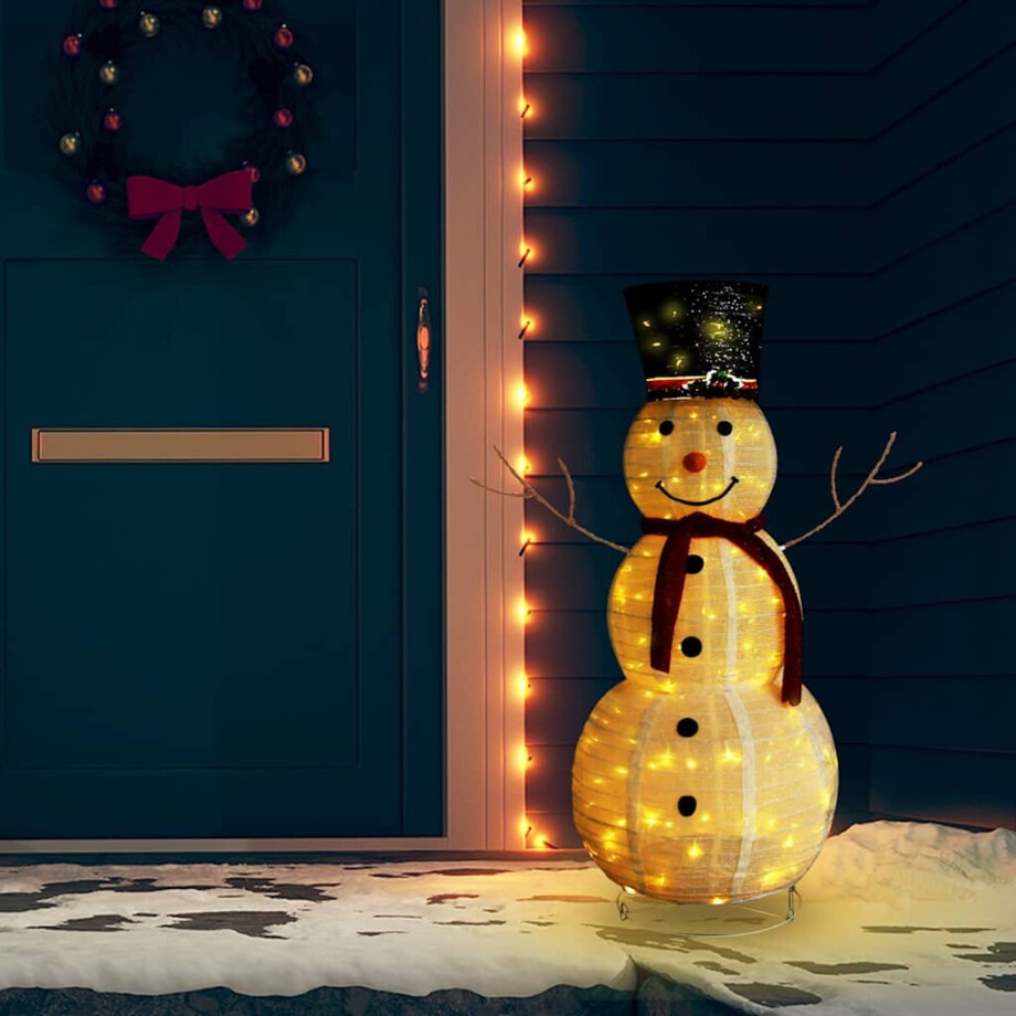 vidaXL Decoratieve sneeuwpop LED 120 cm luxe stof vidaXL Decoratieve sneeuwpop LED 120 cm luxe stof afbeelding 1