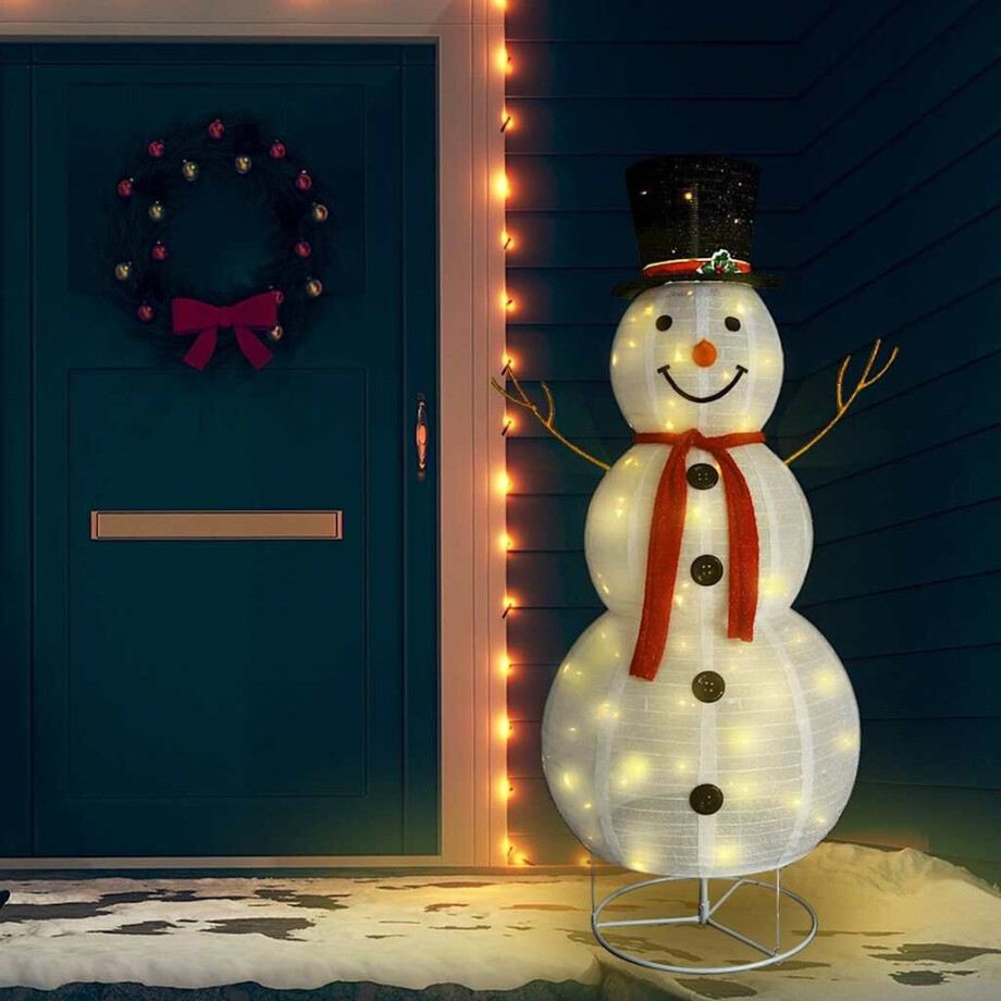 vidaXL Decoratieve sneeuwpop LED 180 cm luxe stof vidaXL Decoratieve sneeuwpop LED 180 cm luxe stof afbeelding 1