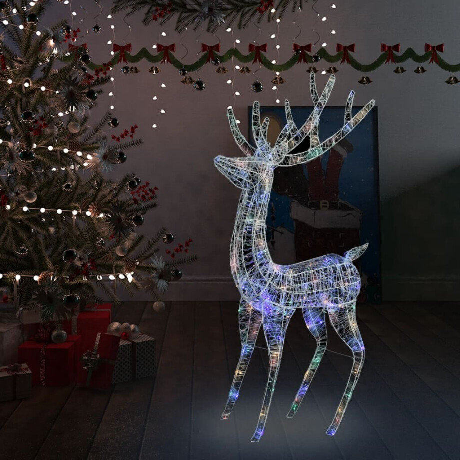 vidaXL Kerstdecoratie rendier 250 LED's meerkleurig 180 cm acryl vidaXL Kerstdecoratie rendier 250 LED's meerkleurig 180 cm acryl afbeelding 1