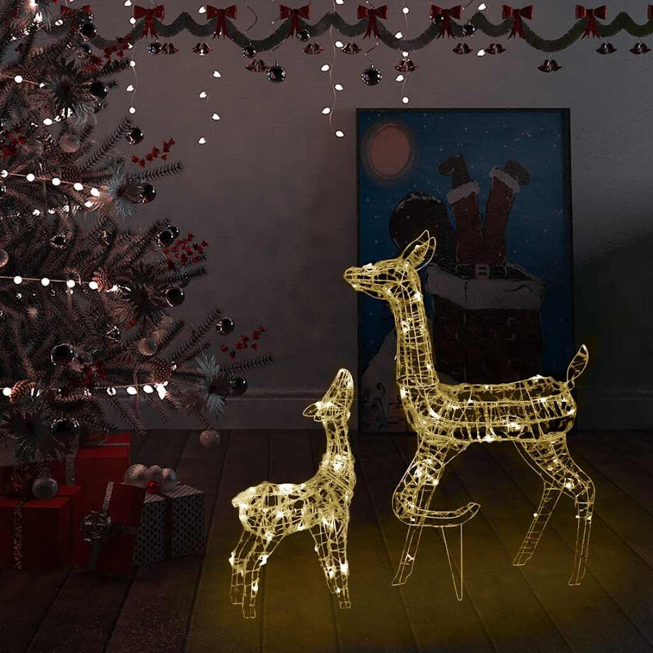 vidaXL Kerstversiering rendierfamilie 160 LED's warmwit acryl vidaXL Kerstversiering rendierfamilie 160 LED's warmwit acryl afbeelding 1