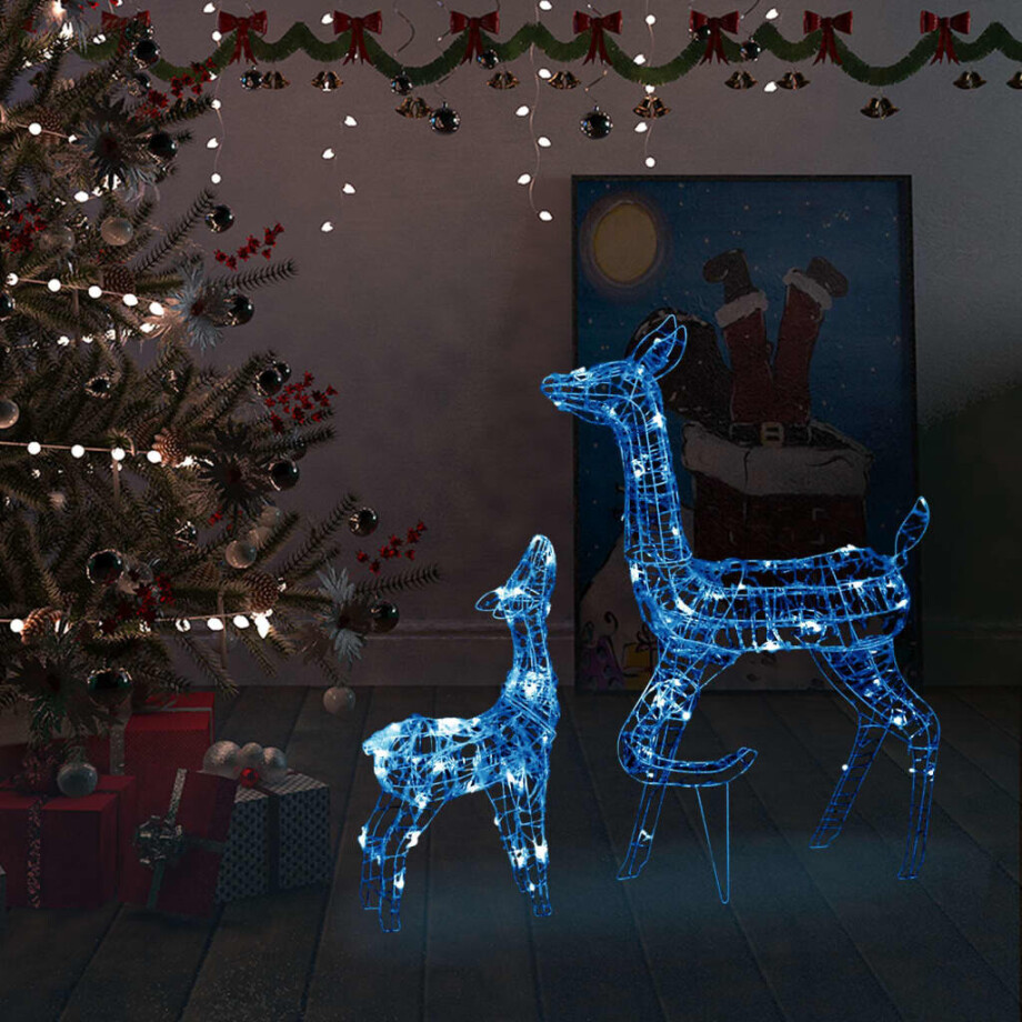 vidaXL Kerstversiering rendierfamilie 160 LED's blauw acryl afbeelding 1