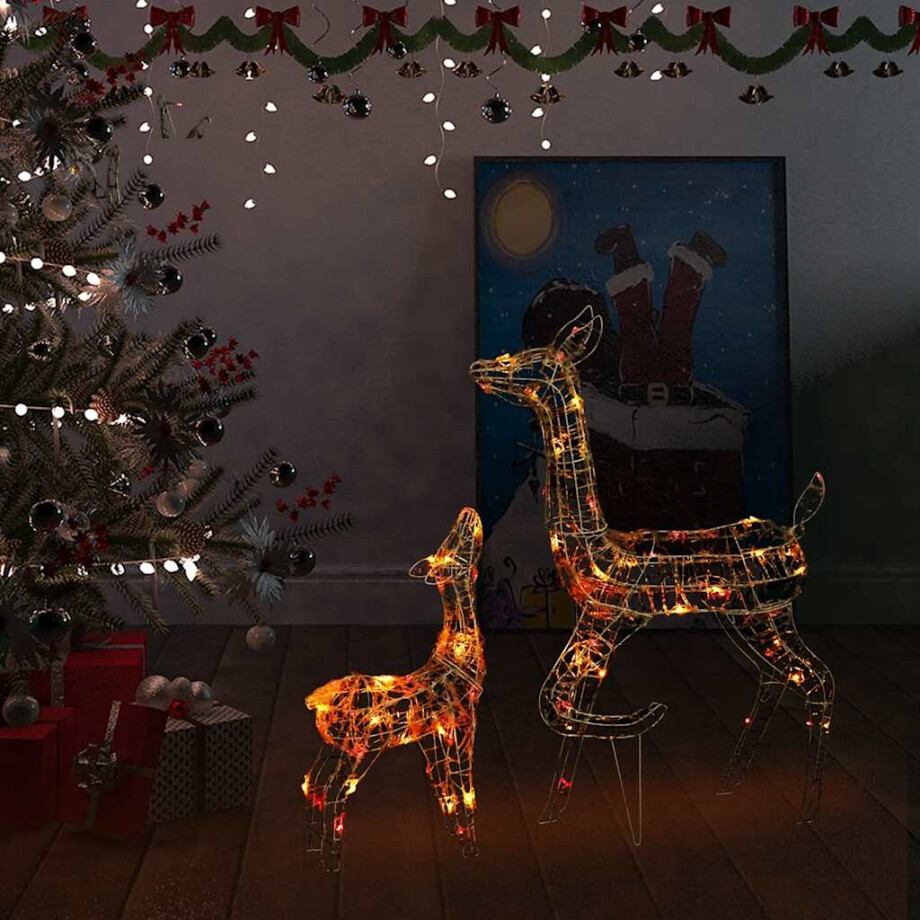 vidaXL Kerstversiering rendierfamilie 160 LED meerkleurig acryl afbeelding 1