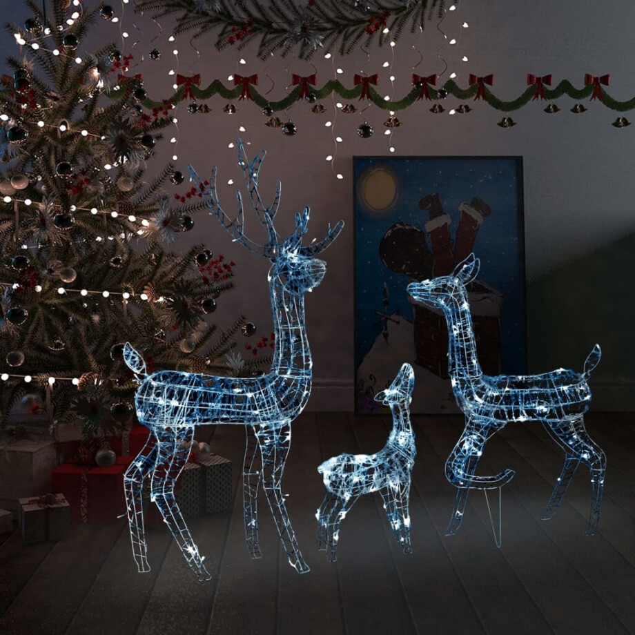 vidaXL Kerstversiering rendierfamilie 300 LED's koudwit acryl afbeelding 1
