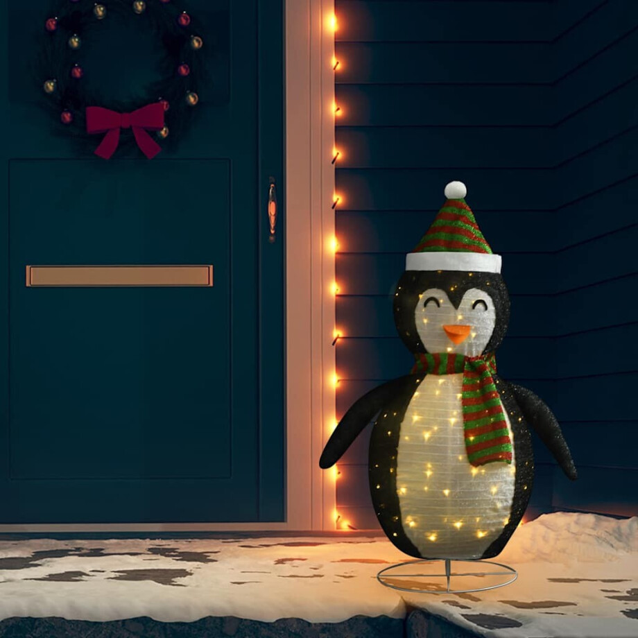 vidaXL Kerstpinguïn decoratief LED 120 cm luxe stof afbeelding 1