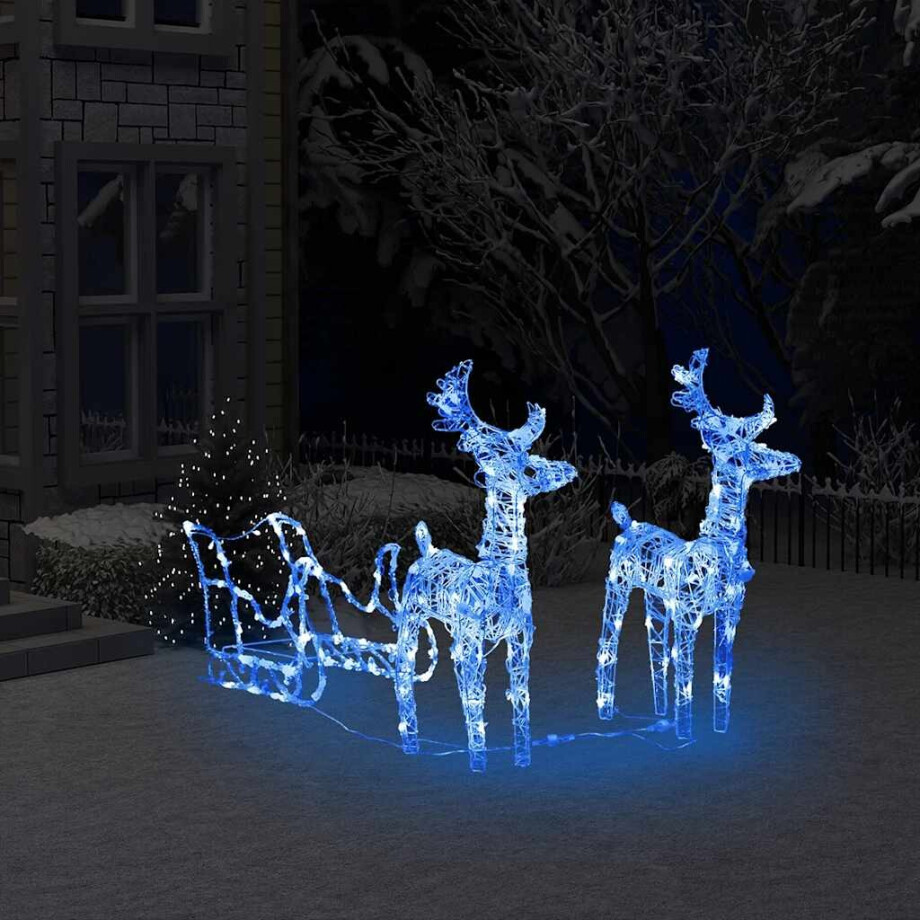 vidaXL Kerstversiering rendieren en slee 160 LED's 130 cm acryl afbeelding 1