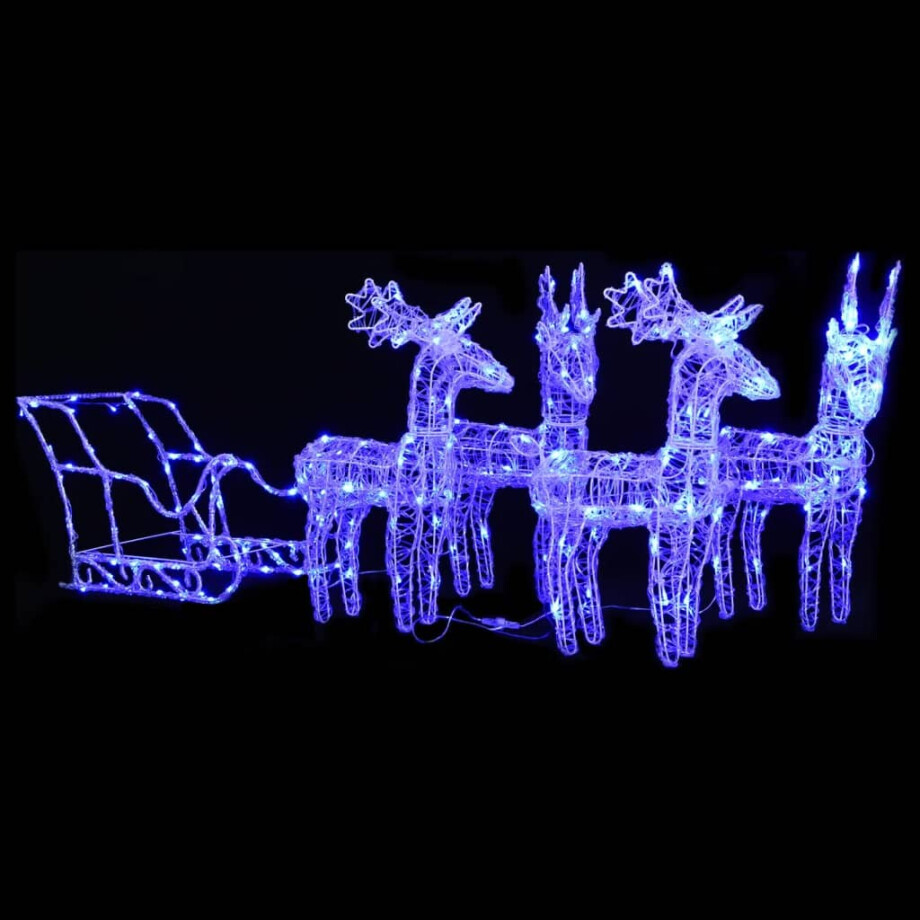 vidaXL Kerstdecoratie rendieren en slee 280x28x55 cm acryl afbeelding 1