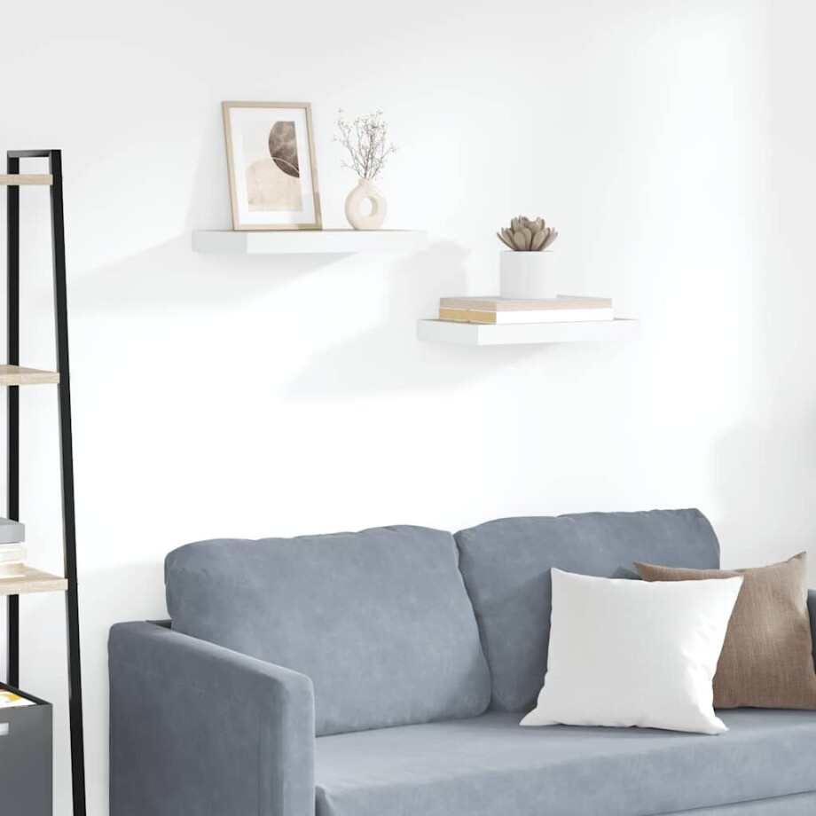 vidaXL Wandschappen 2 st zwevend 40x23x3,8 cm MDF eikenkleurig en wit afbeelding 1