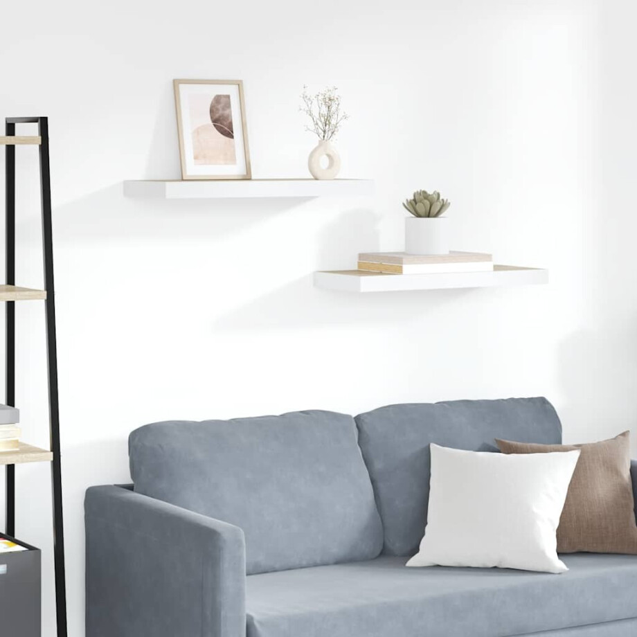 vidaXL Wandschappen zwevend 2 st 60x23,5x3,8 cm MDF eikenkleurig wit afbeelding 1