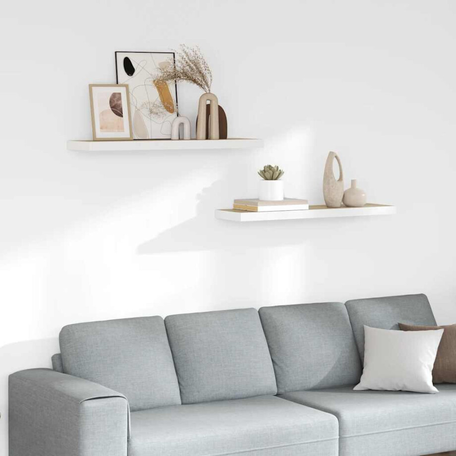 vidaXL Wandschappen zwevend 2 st 90x23,5x3,8 cm MDF eikenkleurig wit afbeelding 1