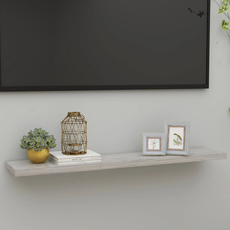 vidaXL Wandschap zwevend 120x23,5x3,8 cm MDF betongrijs afbeelding 1