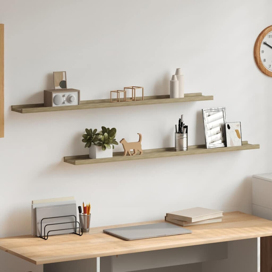 vidaXL Wandschappen 2 st 100x9x3 cm sonoma eikenkleurig afbeelding 1