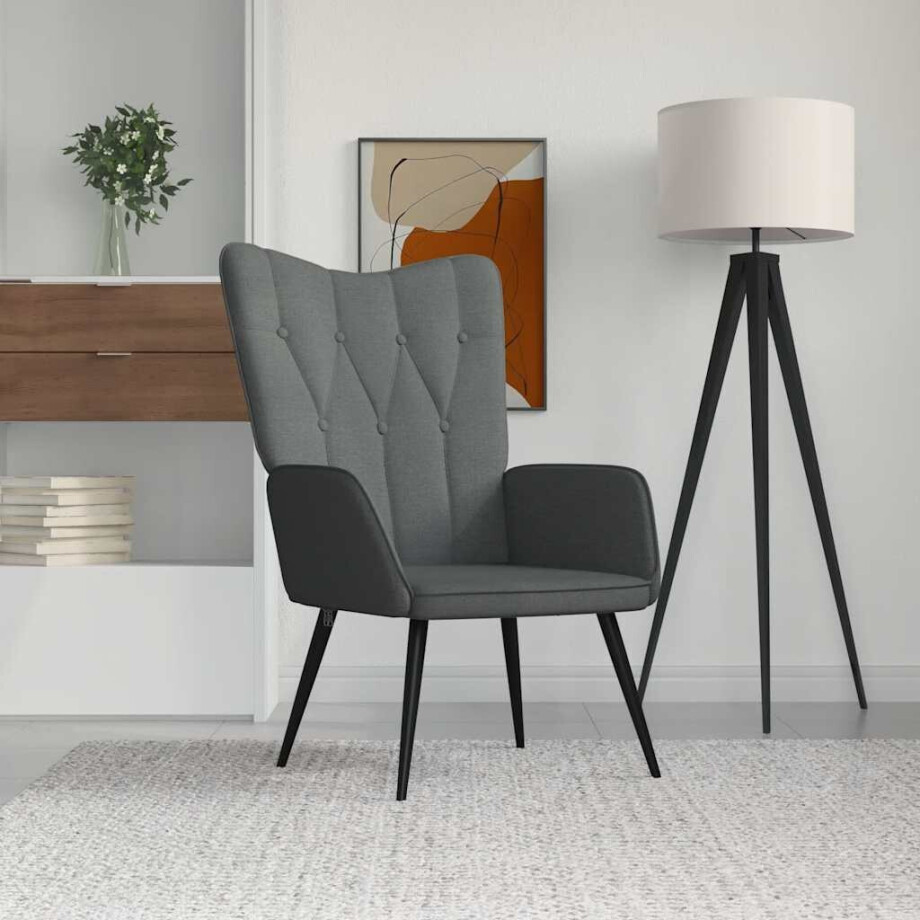 vidaXL Relaxstoel stof donkergrijs vidaXL Relaxstoel stof donkergrijs afbeelding 1