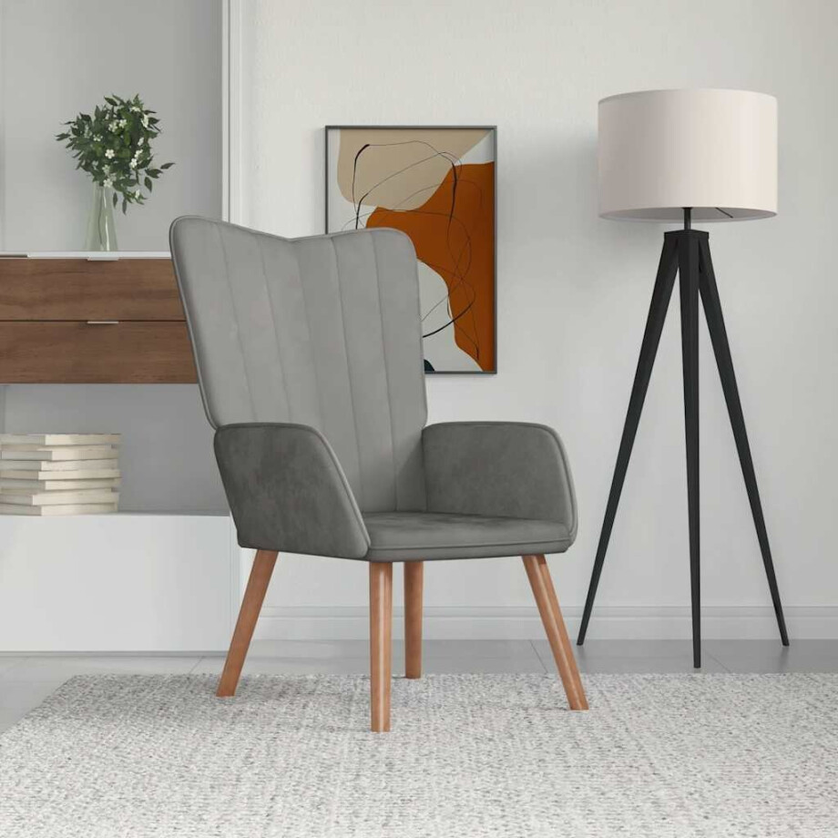 vidaXL Relaxstoel fluweel lichtgrijs afbeelding 1