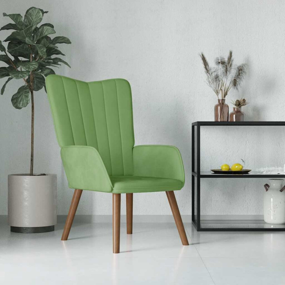 vidaXL Relaxstoel fluweel lichtgroen vidaXL Relaxstoel fluweel lichtgroen afbeelding 1