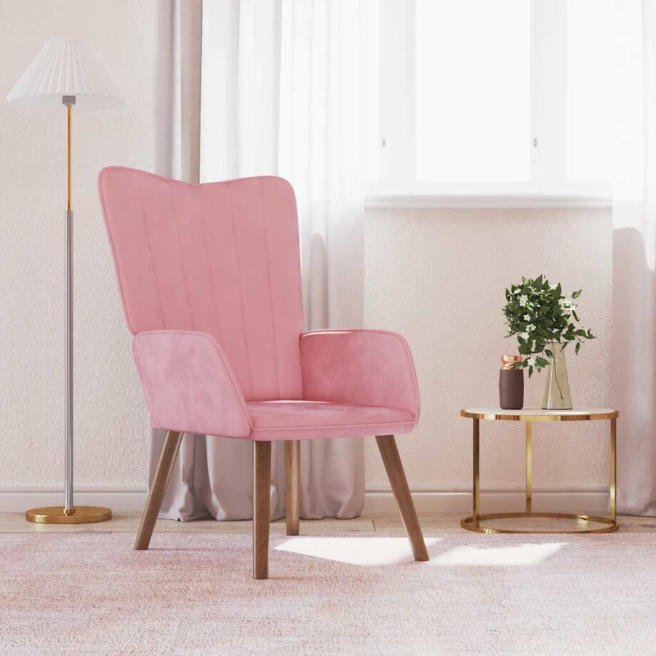 vidaXL Relaxstoel fluweel roze vidaXL Relaxstoel fluweel roze afbeelding 1