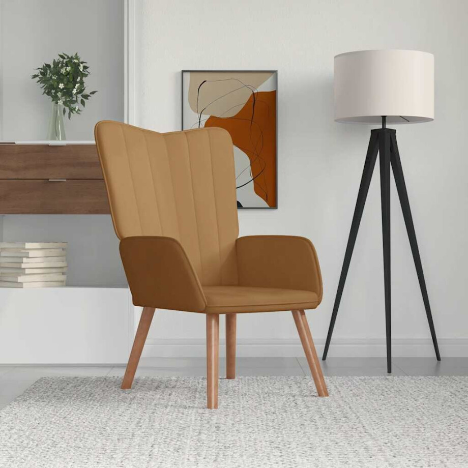 vidaXL Relaxstoel fluweel bruin afbeelding 1