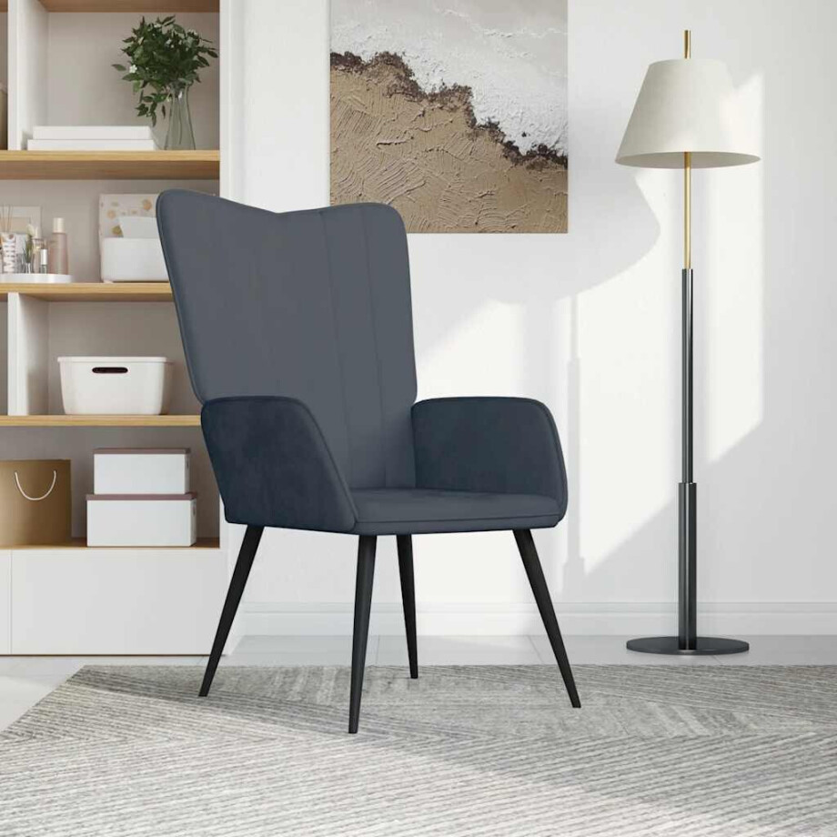 vidaXL Relaxstoel fluweel donkergrijs afbeelding 1