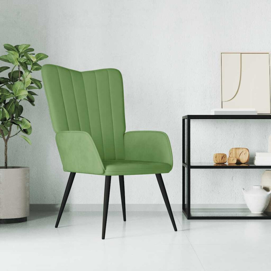 vidaXL Relaxstoel fluweel lichtgroen vidaXL Relaxstoel fluweel lichtgroen afbeelding 1