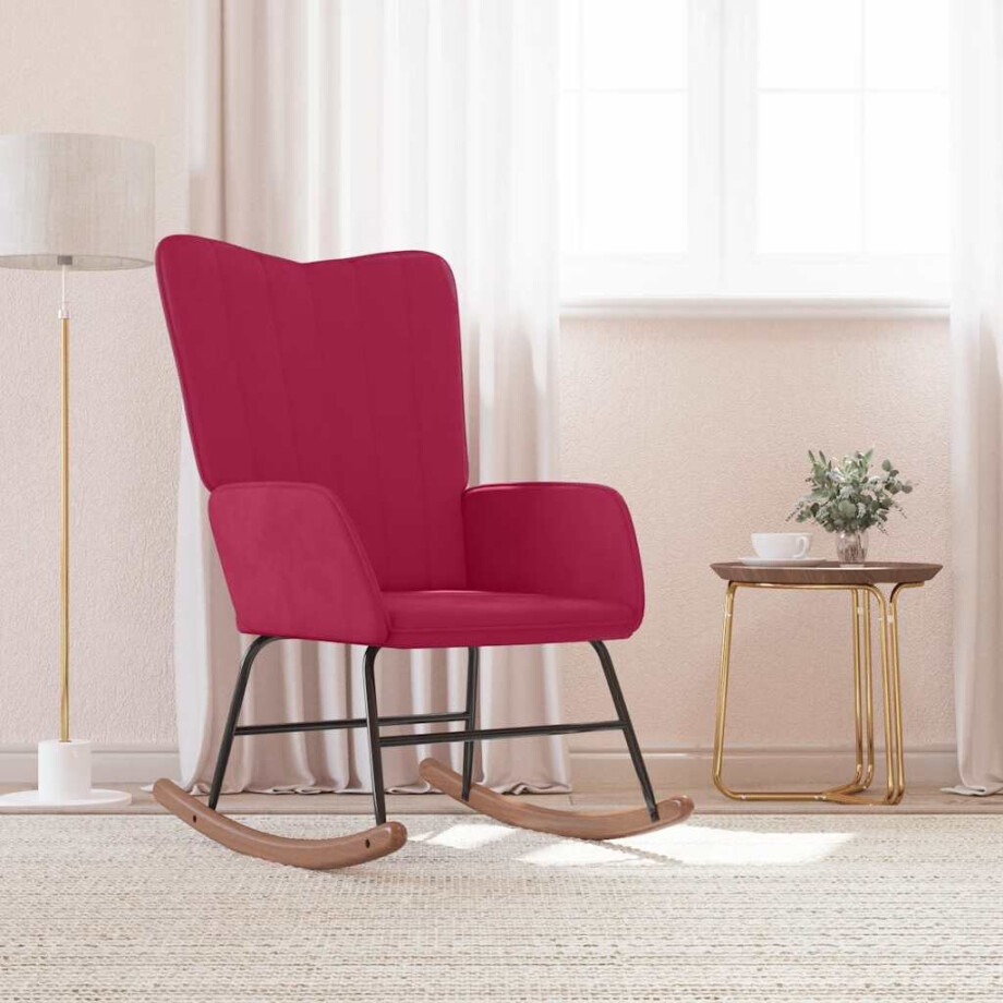 vidaXL Schommelstoel fluweel wijnrood afbeelding 1