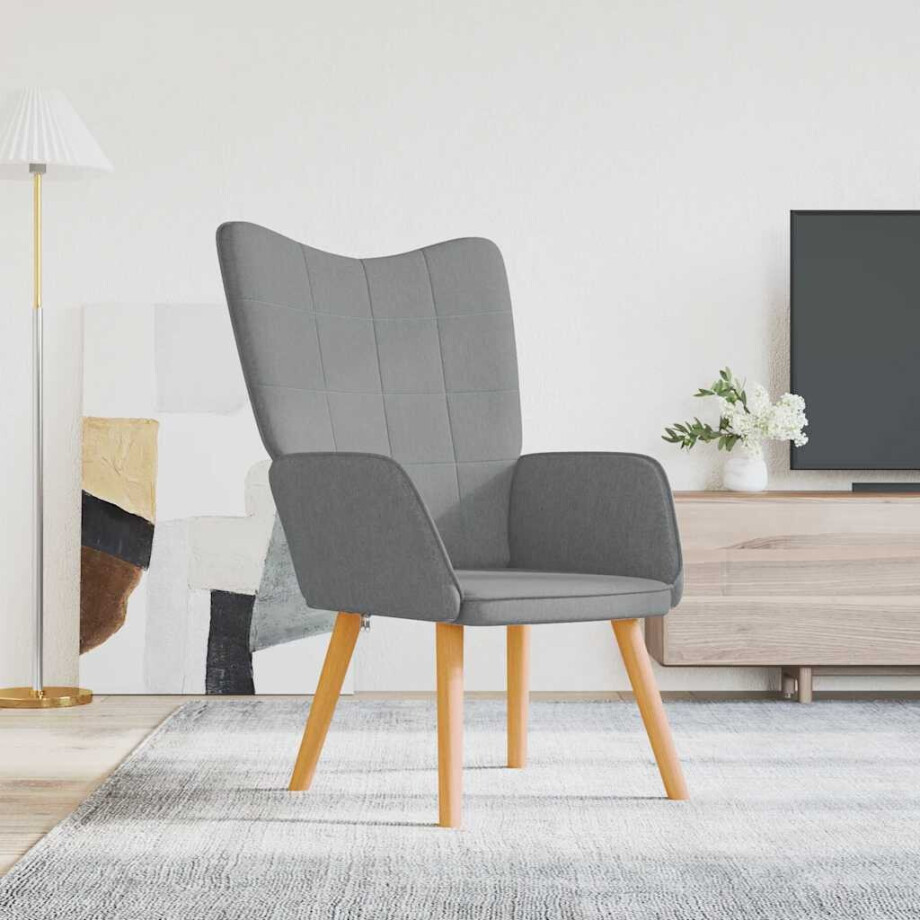 vidaXL Relaxstoel stof lichtgrijs afbeelding 1