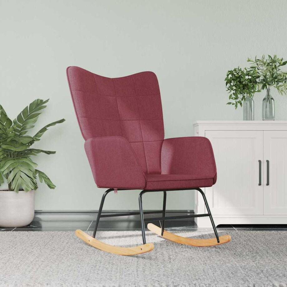 vidaXL Schommelstoel stof wijnrood vidaXL Schommelstoel stof wijnrood afbeelding 1