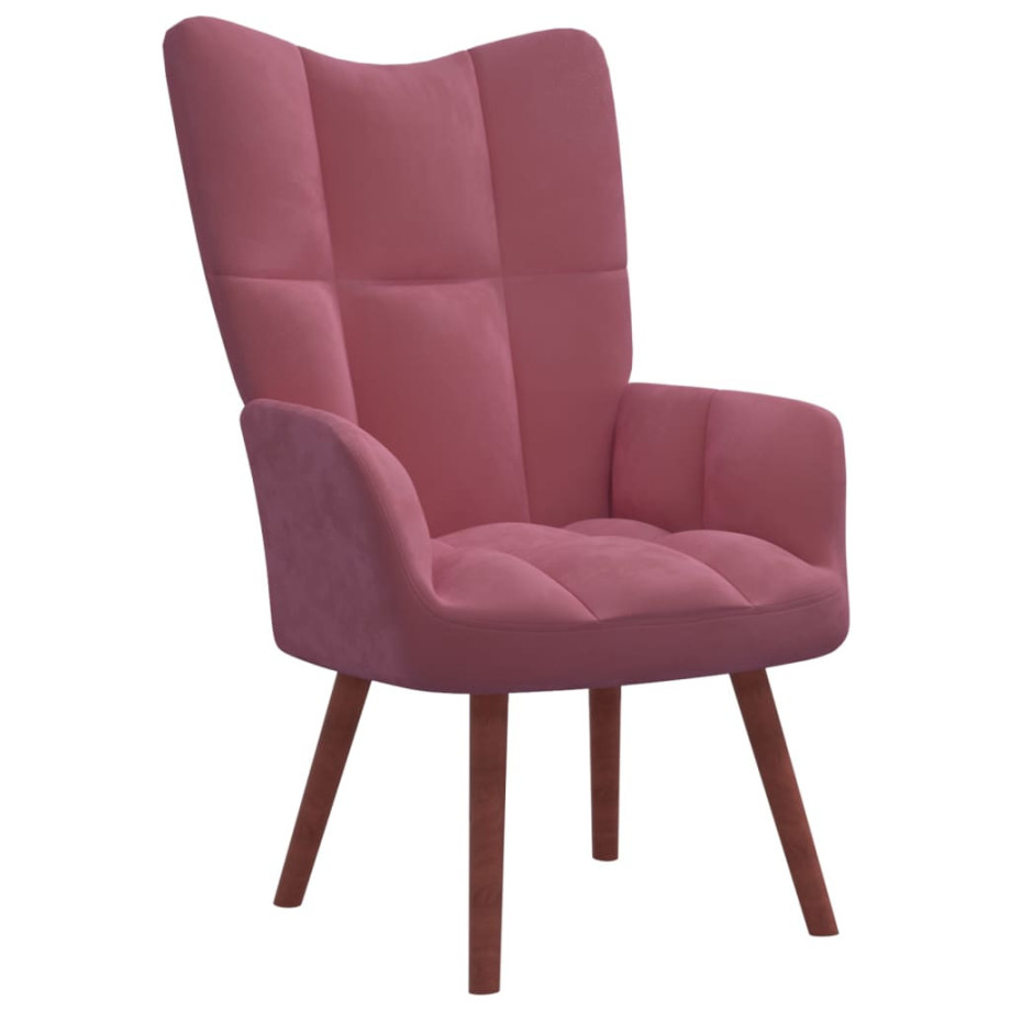 vidaXL Relaxstoel fluweel roze afbeelding 1