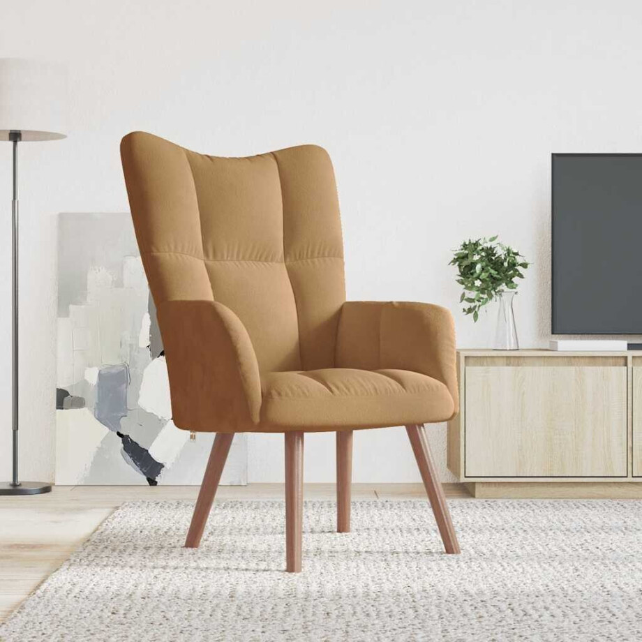 vidaXL Relaxstoel fluweel bruin vidaXL Relaxstoel fluweel bruin afbeelding 1