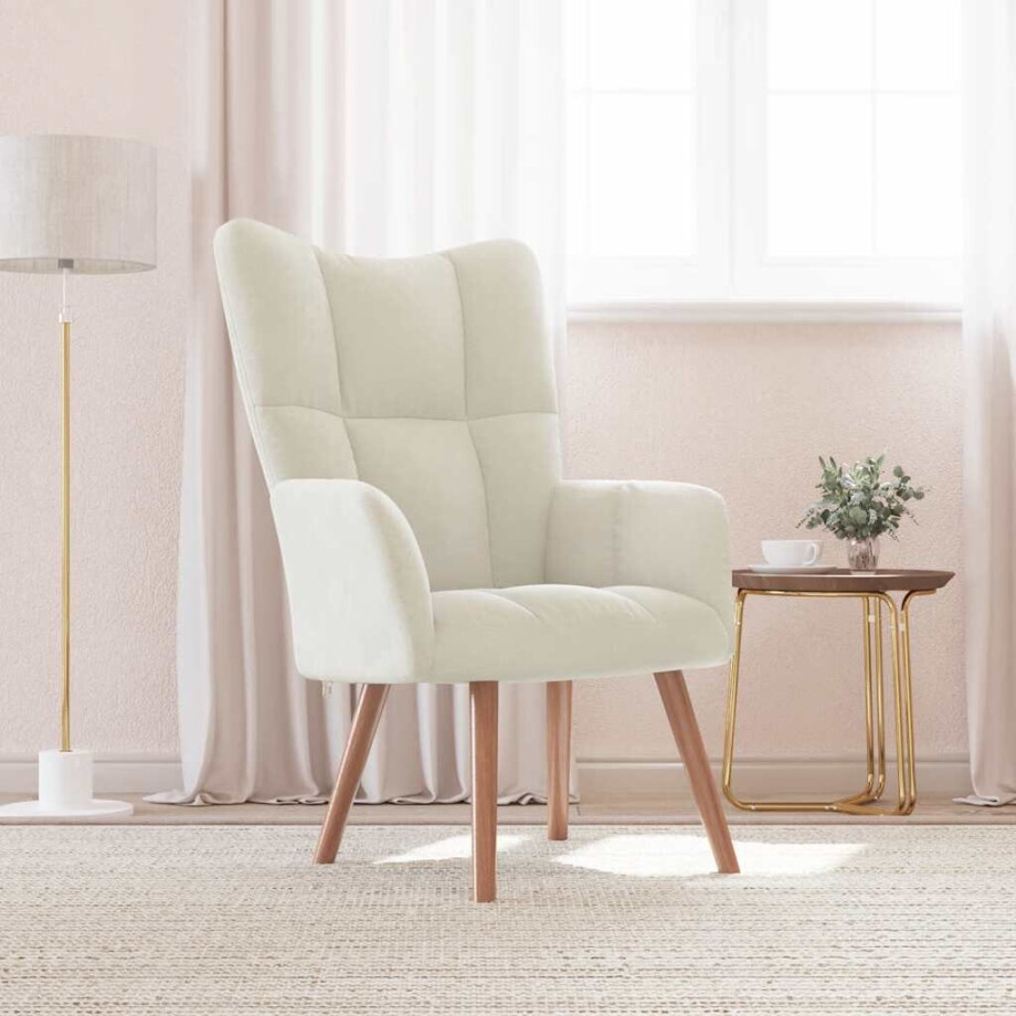 vidaXL Relaxstoel fluweel crèmewit afbeelding 1
