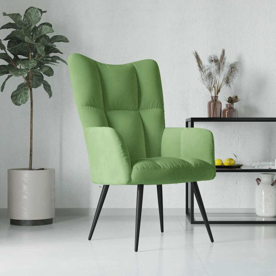 vidaXL Relaxstoel fluweel lichtgroen afbeelding 1