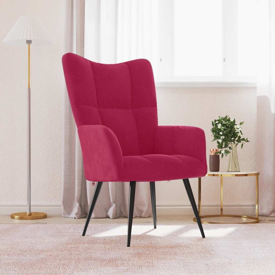 vidaXL Relaxstoel fluweel wijnrood vidaXL Relaxstoel fluweel wijnrood afbeelding 1