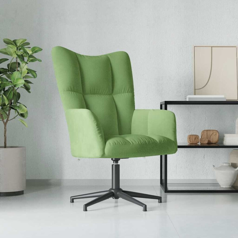 vidaXL Relaxstoel fluweel lichtgroen vidaXL Relaxstoel fluweel lichtgroen afbeelding 1