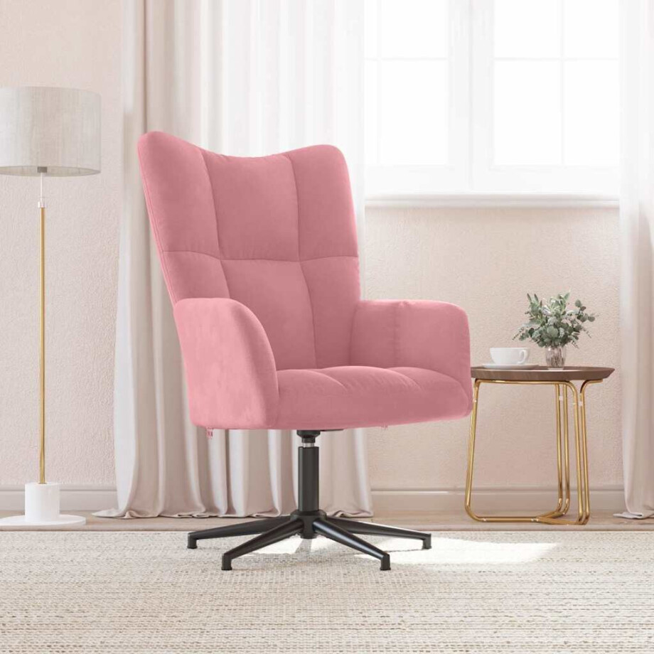 vidaXL Relaxstoel fluweel roze vidaXL Relaxstoel fluweel roze afbeelding 1