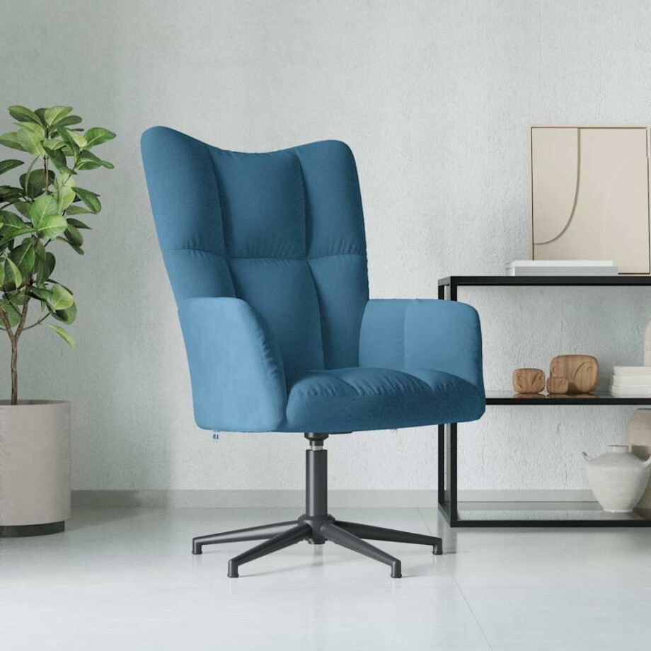vidaXL Relaxstoel fluweel blauw vidaXL Relaxstoel fluweel blauw afbeelding 1