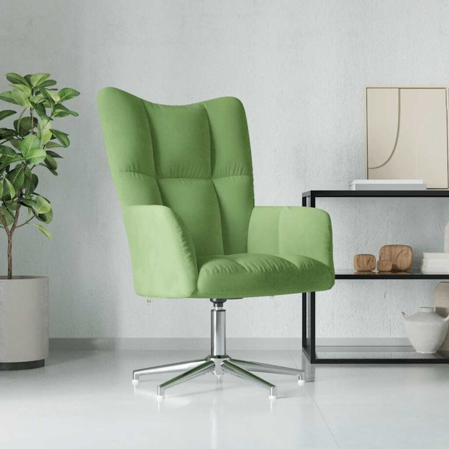 vidaXL Relaxstoel fluweel lichtgroen vidaXL Relaxstoel fluweel lichtgroen afbeelding 1