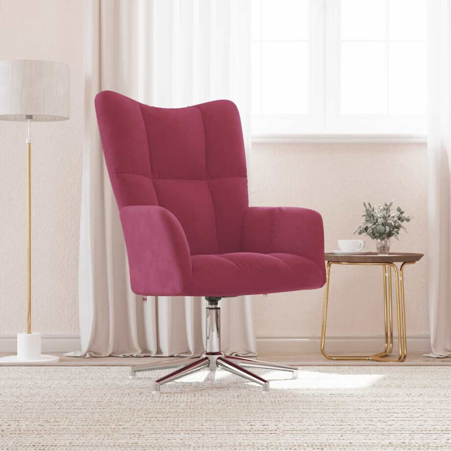 vidaXL Relaxstoel fluweel wijnrood vidaXL Relaxstoel fluweel wijnrood afbeelding 1