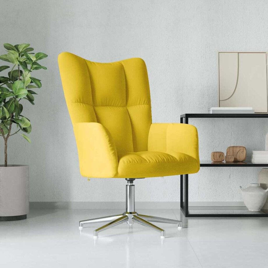 vidaXL Relaxstoel fluweel mosterdgeel afbeelding 1
