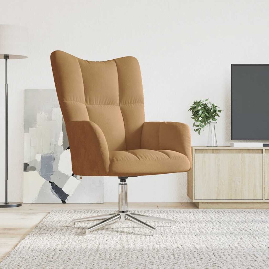 vidaXL Relaxstoel fluweel bruin vidaXL Relaxstoel fluweel bruin afbeelding 1