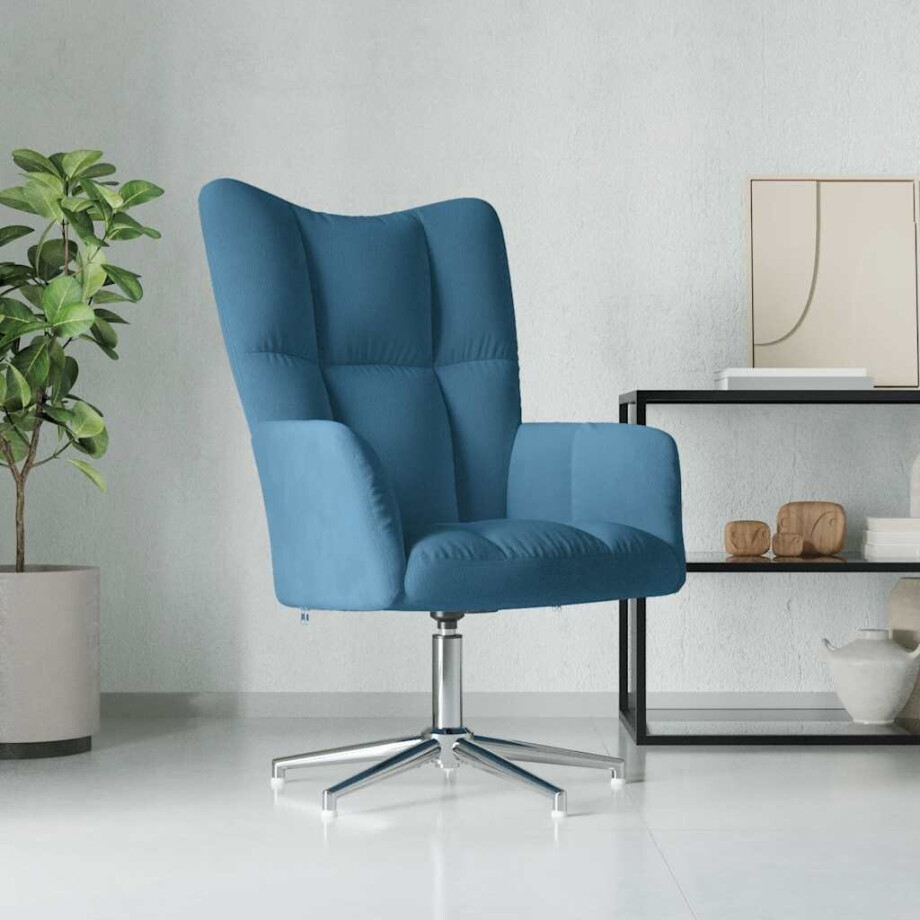 vidaXL Relaxstoel fluweel blauw vidaXL Relaxstoel fluweel blauw afbeelding 1
