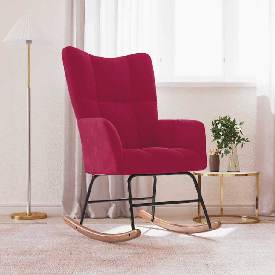 vidaXL Schommelstoel fluweel wijnrood vidaXL Schommelstoel fluweel wijnrood afbeelding 1