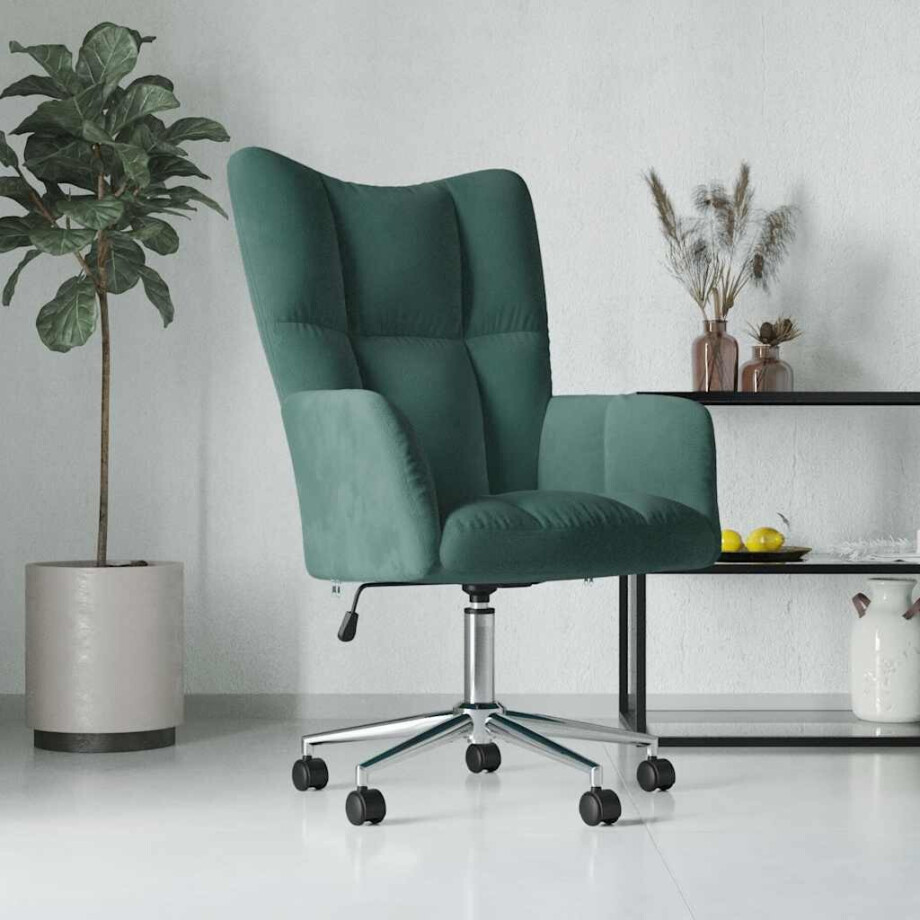 vidaXL Relaxstoel fluweel donkergoen afbeelding 1