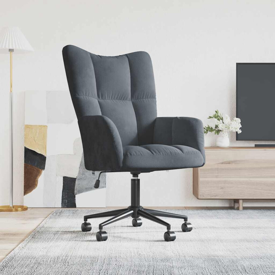 vidaXL Relaxstoel fluweel donkergrijs afbeelding 1